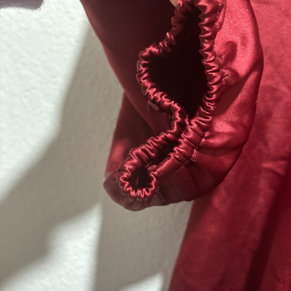 NWT Lulu's Life's Women's Ruffled Wrap Dress A Cabaret Burgundy Satin X-Large - Picture 6 of 11